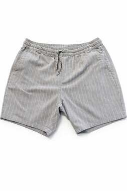 H&M womens Grey Pinstripe Linen-Blend Drawstring Shorts Size W34
